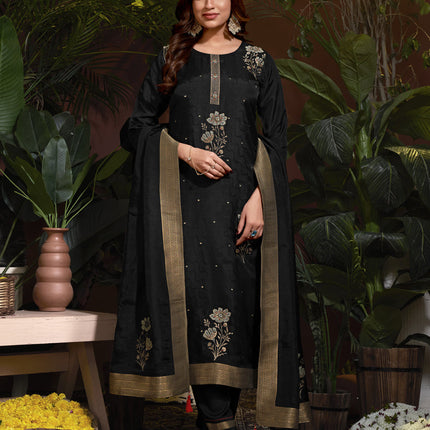 Black Viscose Handwork Readymade Pant Kameez