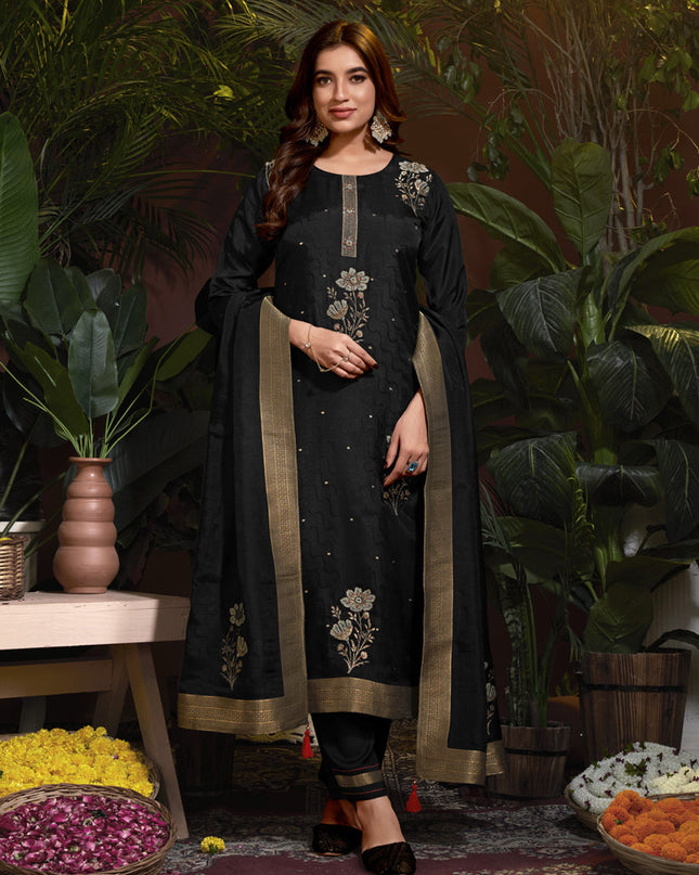 Black Viscose Handwork Readymade Pant Kameez