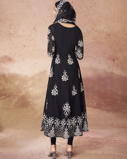 Black Georgette Readymade Anarkali Suit