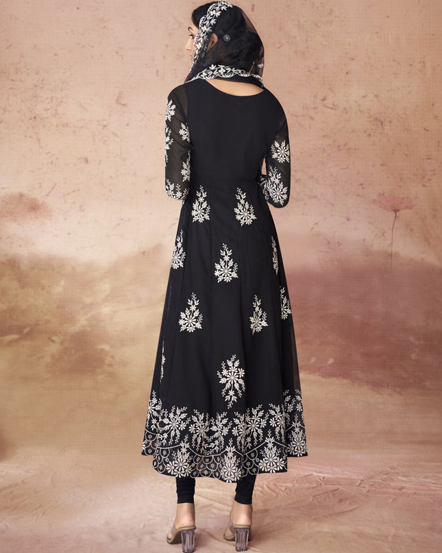 Black Georgette Readymade Anarkali Suit