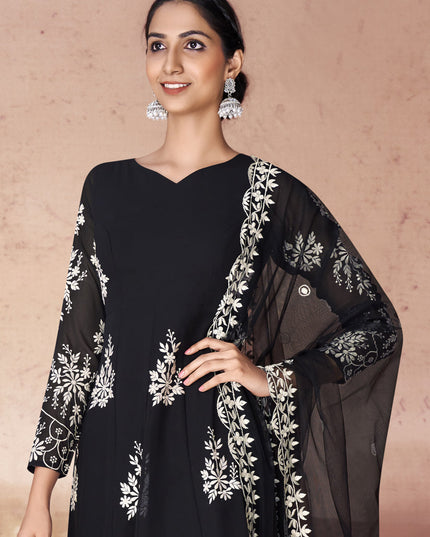 Black Georgette Readymade Anarkali Suit