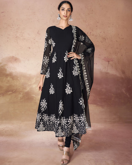 Black Georgette Readymade Anarkali Suit