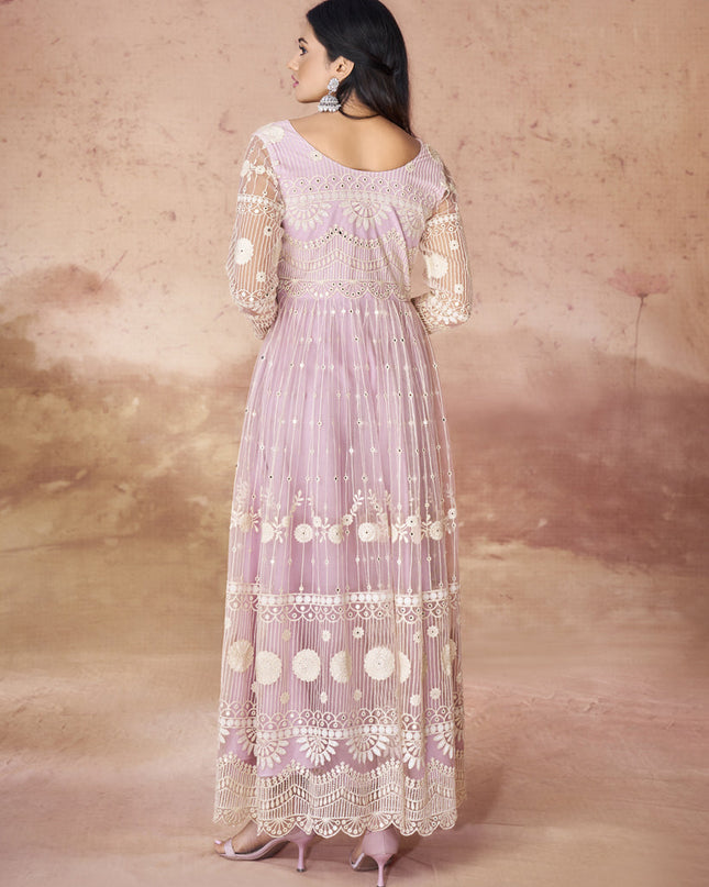 Baby Pink Net Readymade Gown