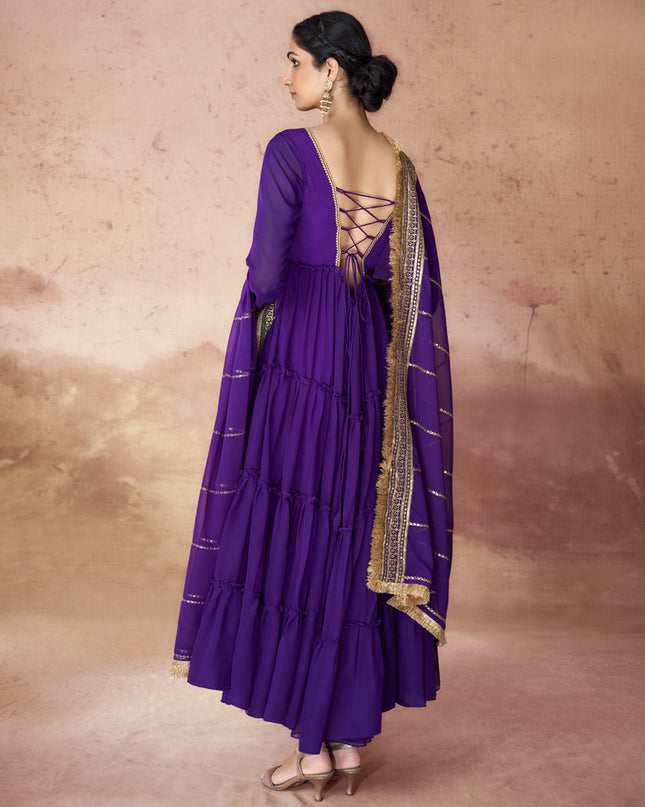 Violet Georgette Gown with Dupatta
