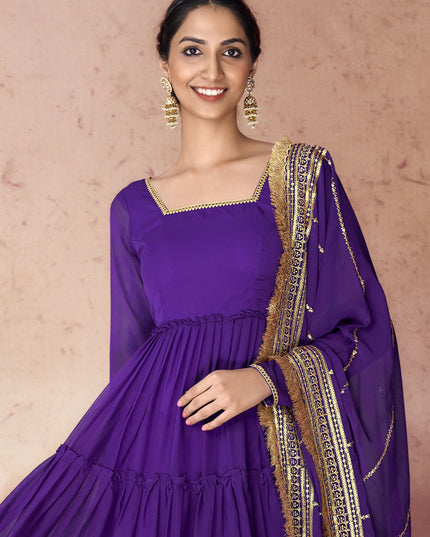 Violet Georgette Gown with Dupatta
