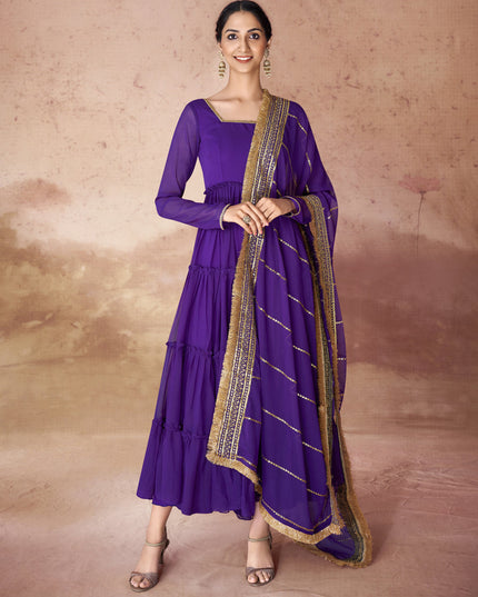 Violet Georgette Gown with Dupatta