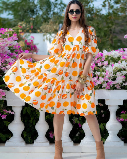 Off White Heavy Rayon Digital Print Readymade Gown