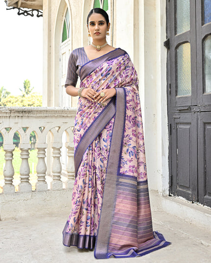 Purple Soft Tussar Silk Zari Woven Saree For Festival