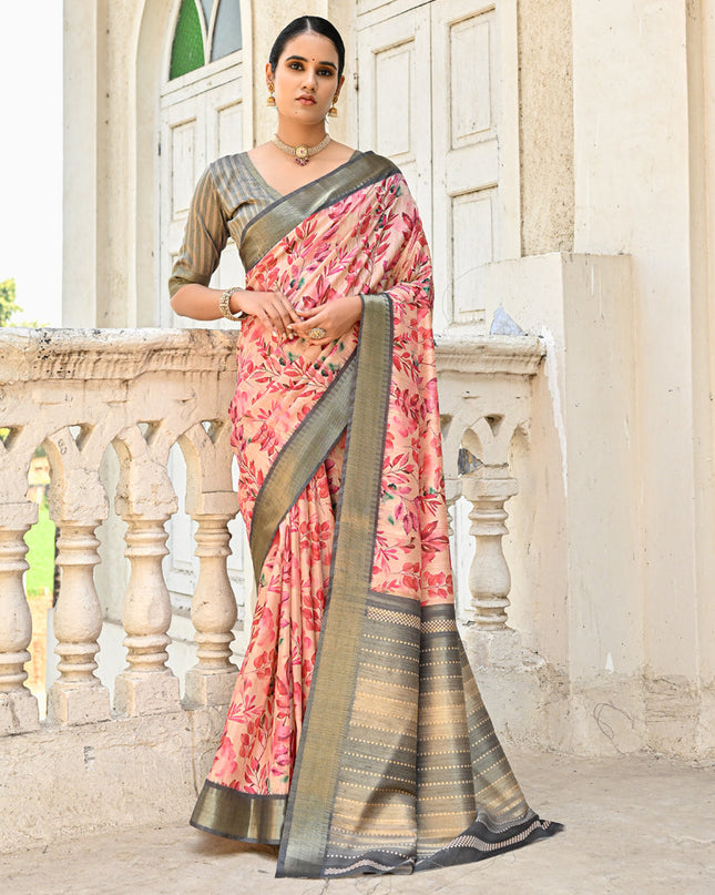 Olive Green Soft Tussar Silk Zari Woven Saree For Festival