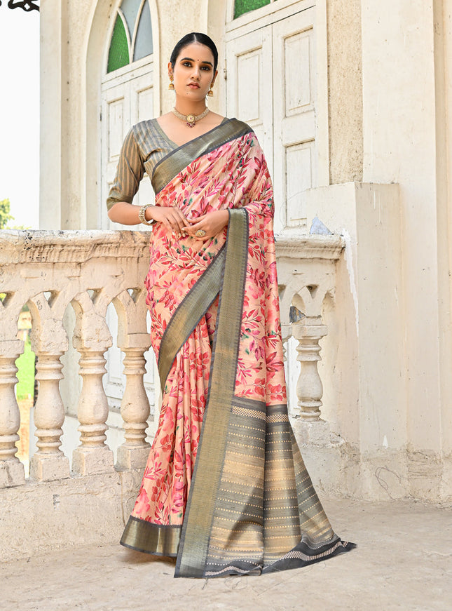 Olive Green Soft Tussar Silk Zari Woven Saree For Festival