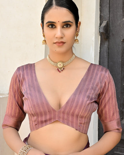 Pink Soft Tussar Silk Zari Woven Saree For Festival