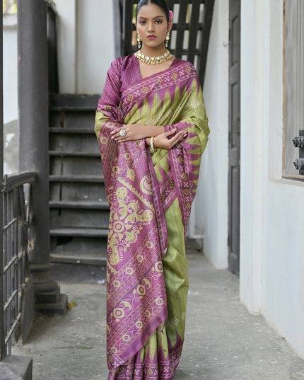 Mahendi Green Soft Tussar Silk Zari Woven Saree For Festival