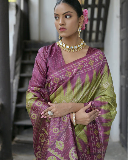 Mahendi Green Soft Tussar Silk Zari Woven Saree For Festival