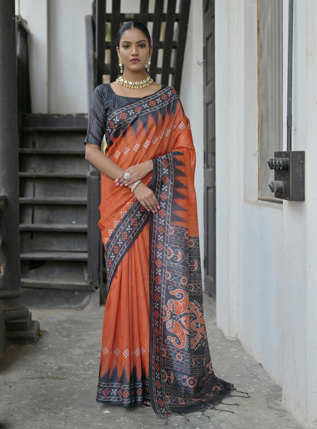 Red Soft Tussar Silk Zari Woven Saree For Festival