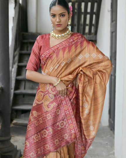 Yellow Soft Tussar Silk Zari Woven Saree For Festival