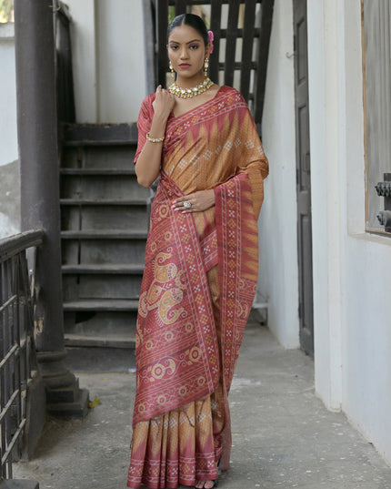 Yellow Soft Tussar Silk Zari Woven Saree For Festival