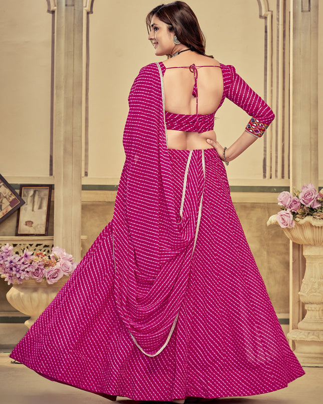 Magenta Georgette Gamthi Work Chaniya Choli