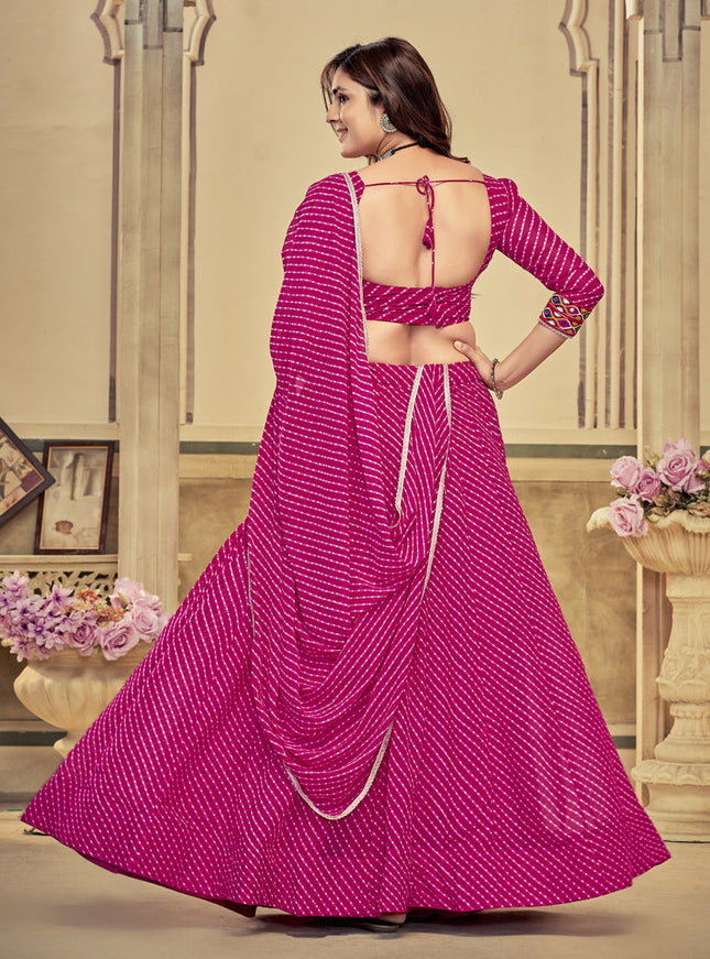 Magenta Georgette Gamthi Work Chaniya Choli