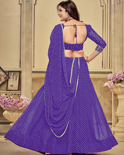 Purple Georgette Gamthi Work Chaniya Choli