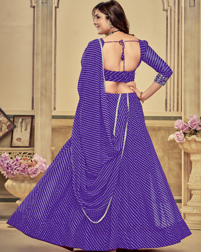 Purple Georgette Gamthi Work Chaniya Choli