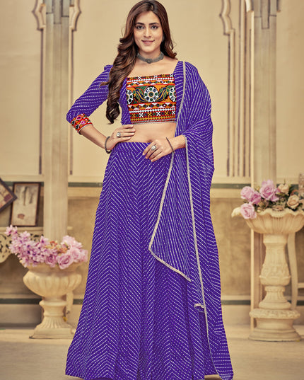Purple Georgette Gamthi Work Chaniya Choli