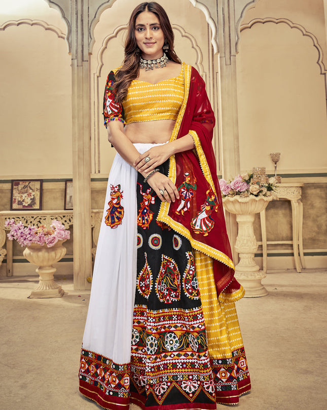 Multicolor Art Silk Gamthi Work Chaniya Choli