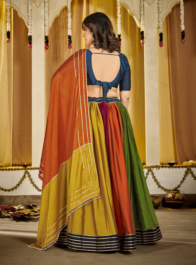 Multicolor Silk Gamthi Work Chaniya Choli