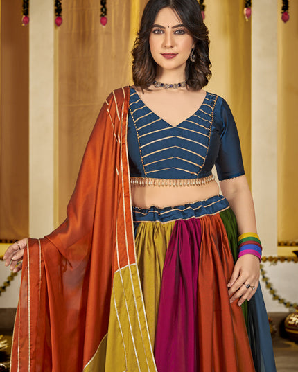 Multicolor Silk Gamthi Work Chaniya Choli
