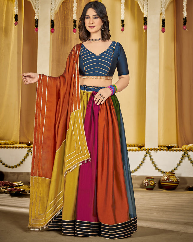 Multicolor Silk Gamthi Work Chaniya Choli