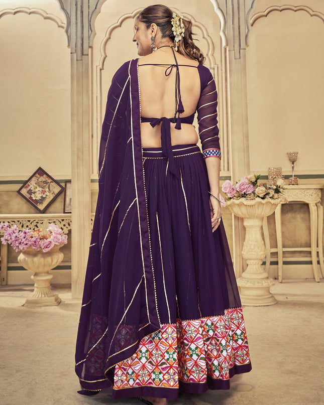 Purple Georgette Gamthi Work Chaniya Choli