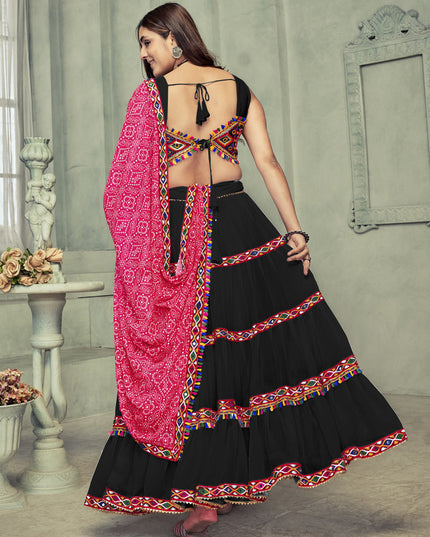 Black Georgette Gamthi Work Chaniya Choli