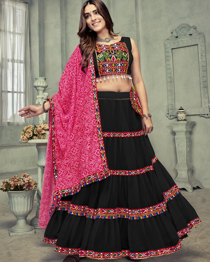 Black Georgette Gamthi Work Chaniya Choli