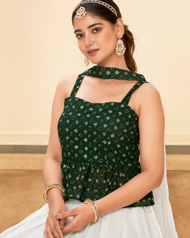 White Pure Georgette Embroidered Lehenga Choli For Festival