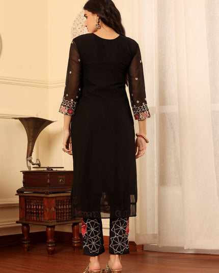 Black Georgette Embroidered Pakistani Suits