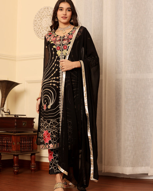 Black Georgette Embroidered Pakistani Suits