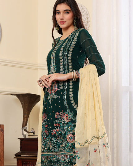 Green Georgette Embroidered Pakistani Suits