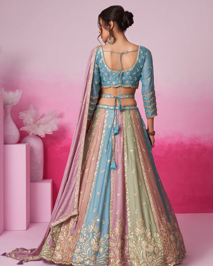 Multicolor Faux Georgette Embroidered Designer Lehenga Choli