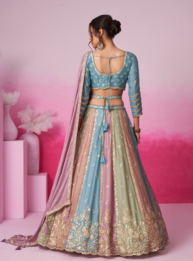 Multicolor Faux Georgette Embroidered Designer Lehenga Choli
