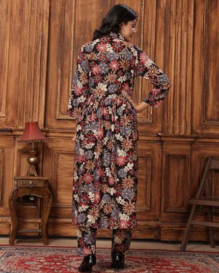 Black Rayon Printed Co-Ord Set