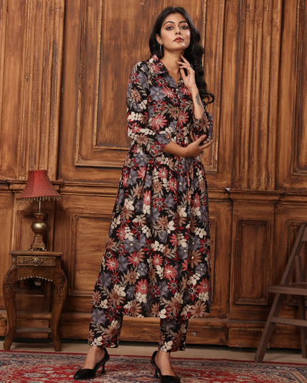 Black Rayon Printed Co-Ord Set