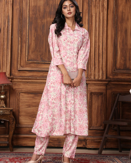 Blush Pink Rayon Printed Co-Ord Set