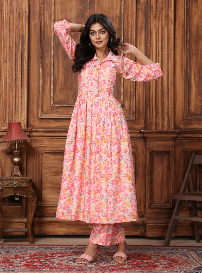 Blush Peach Rayon Printed Co-Ord Set