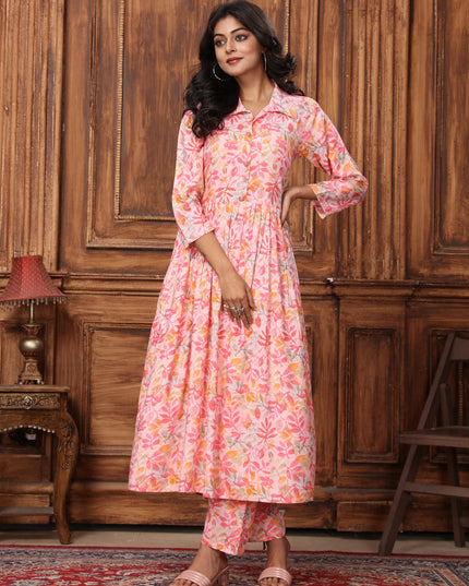 Blush Peach Rayon Printed Co-Ord Set