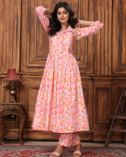 Blush Peach Rayon Printed Co-Ord Set