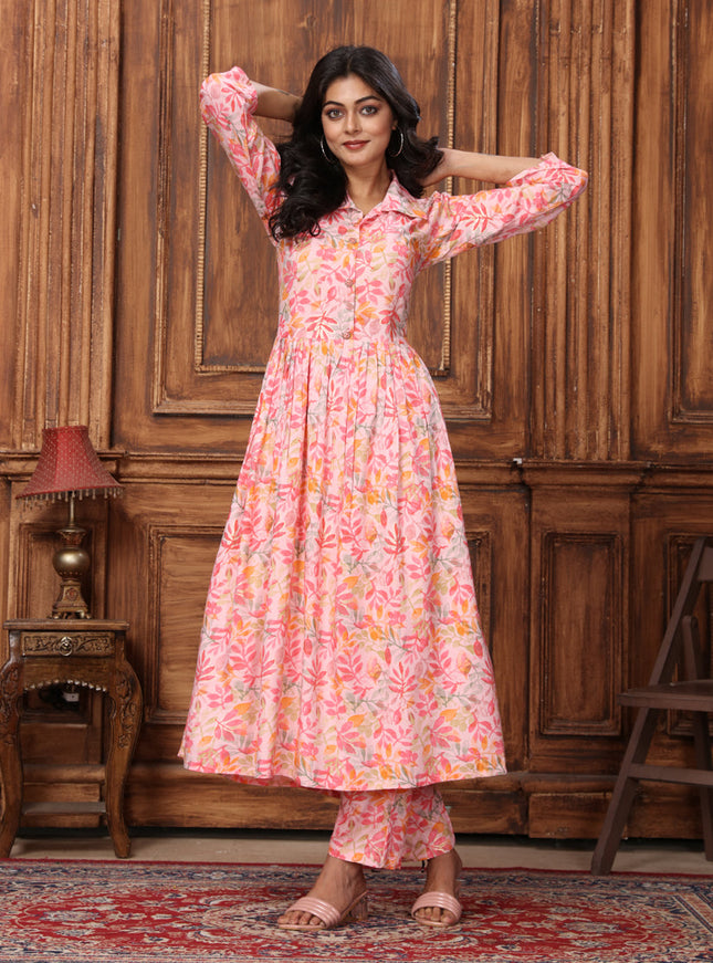 Blush Peach Rayon Printed Co-Ord Set