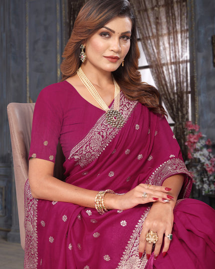 Magenta Silk Georgette Embroidered Saree