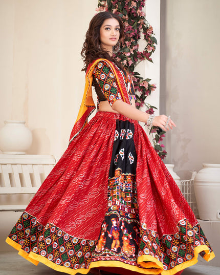 Hot Red Cotton Silk Navratri Special Chaniya Choli