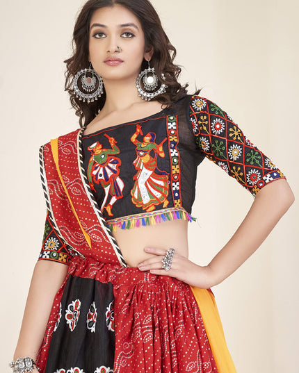 Hot Red Cotton Silk Navratri Special Chaniya Choli