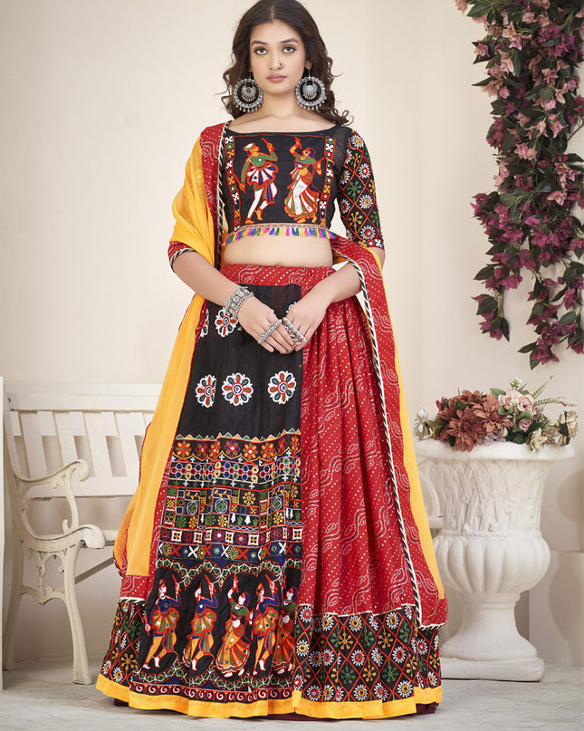 Hot Red Cotton Silk Navratri Special Chaniya Choli