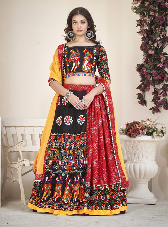 Hot Red Cotton Silk Navratri Special Chaniya Choli